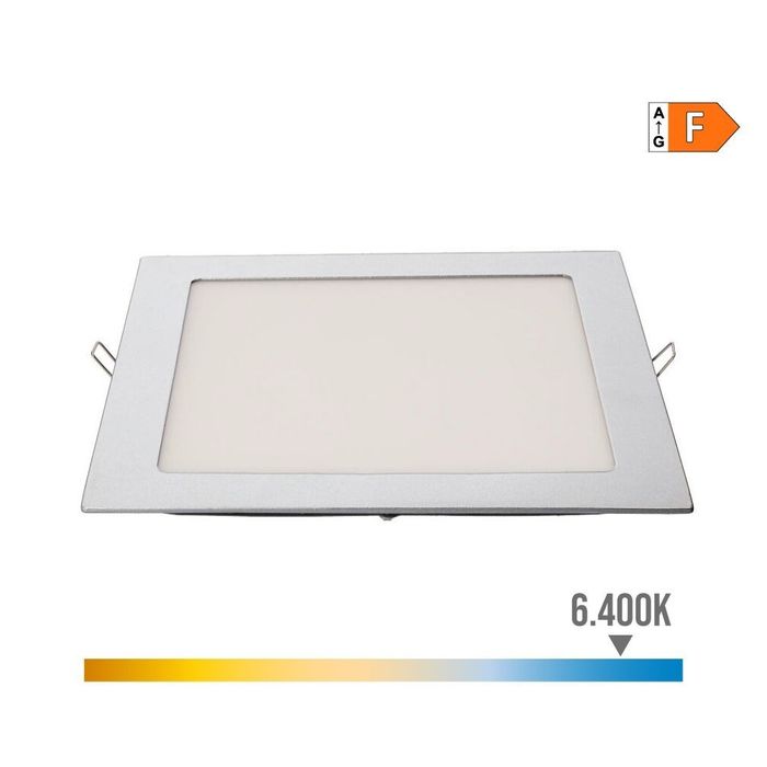Downlight led de encastrar quadrado 20w luz fria 6400k 1500lm cromada 22x22cm edm