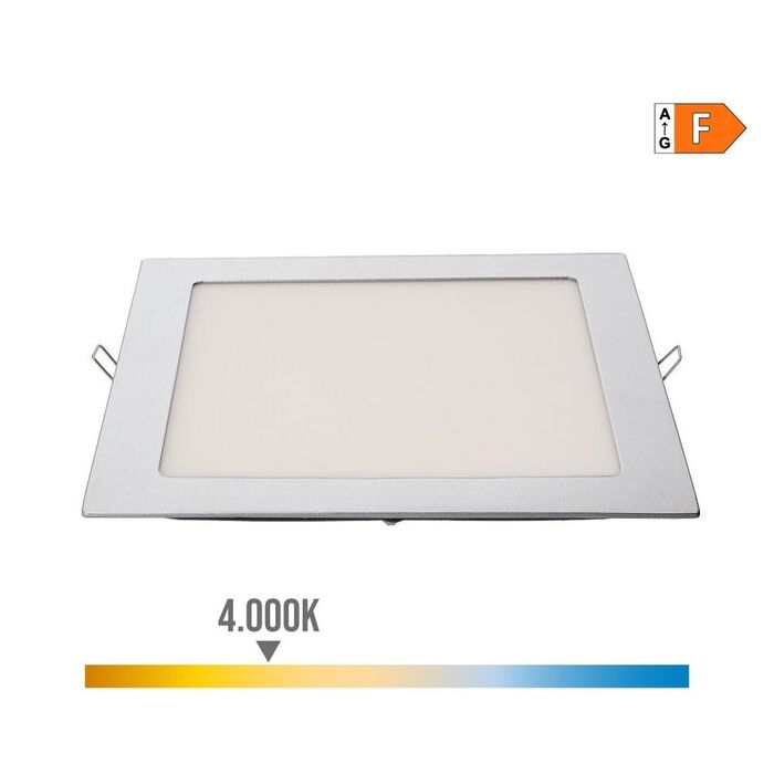 Downlight led de encastrar quadrado 20w luz dia 4000k 1500lm cromado22x22cm edm