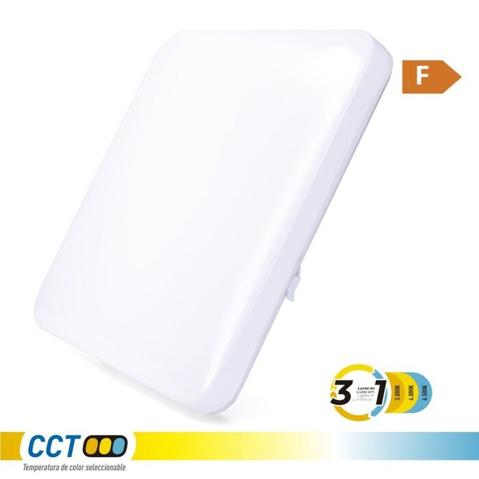 Aplique led quadrada extraplana 24 w 3cct 2490 lm 37 x 37 x 6,7 cm