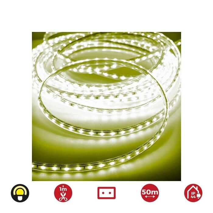 Tira led 50m. 60 leds/m 4,2w/m amarelo ip44 edm 220-240v