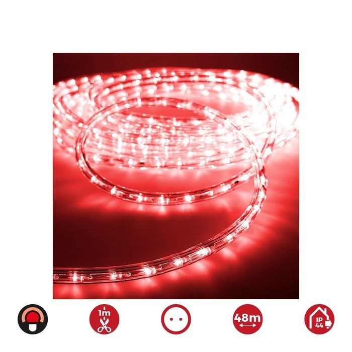 Tubo flexível fixo de 2 vias 48m. 30 led/m ip44 vermelho