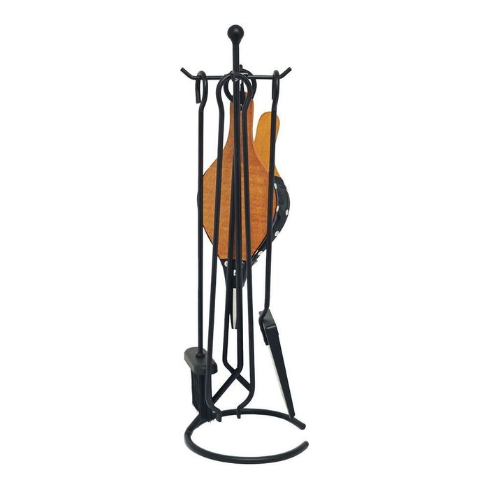 Jogo de lareira, preto, 5 peças, 20,5 x 66 cm