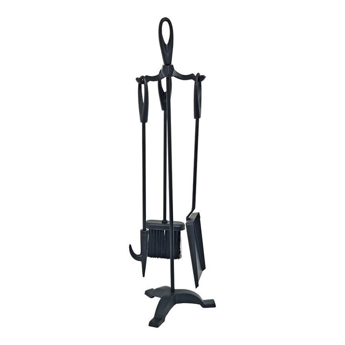 Jogo de lareira preto, 3 peças, 19 x 68,5 cm