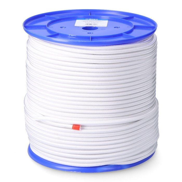 Corda de borracha elástica branca poliéster calibre 8 mm x 200 m