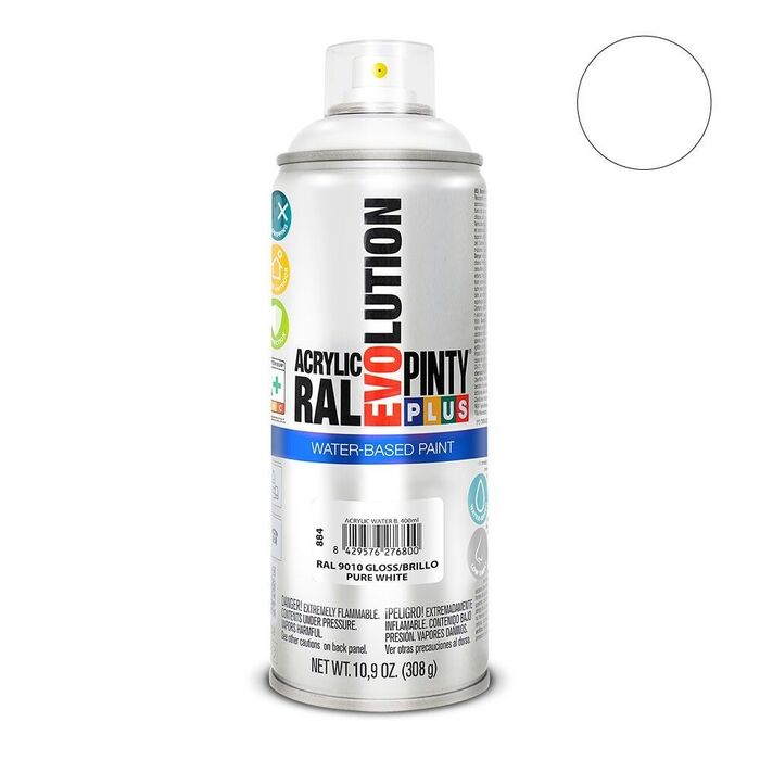 Tinta acrílica à base de água spray evolution 520 cc ral 9010 branco puro