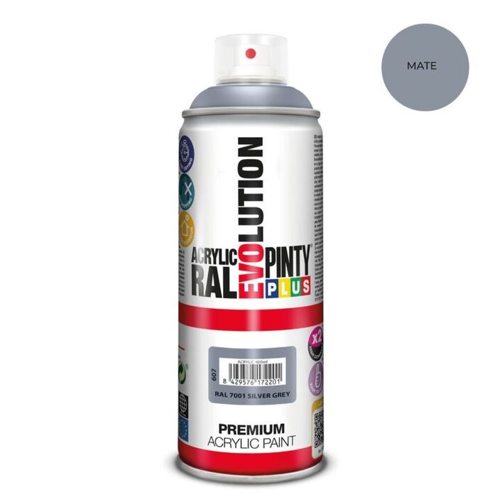 Tinta acrílica spray evolution 520 cc ral 7001 cinza prata fosco 300 g