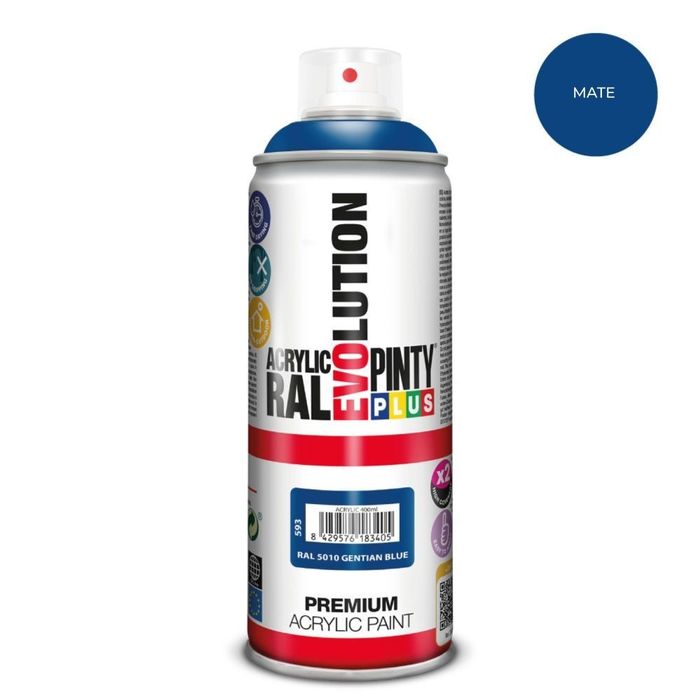 Tinta acrílica spray evolution 520 cc ral 5010 azul gentiano fosco 300 g