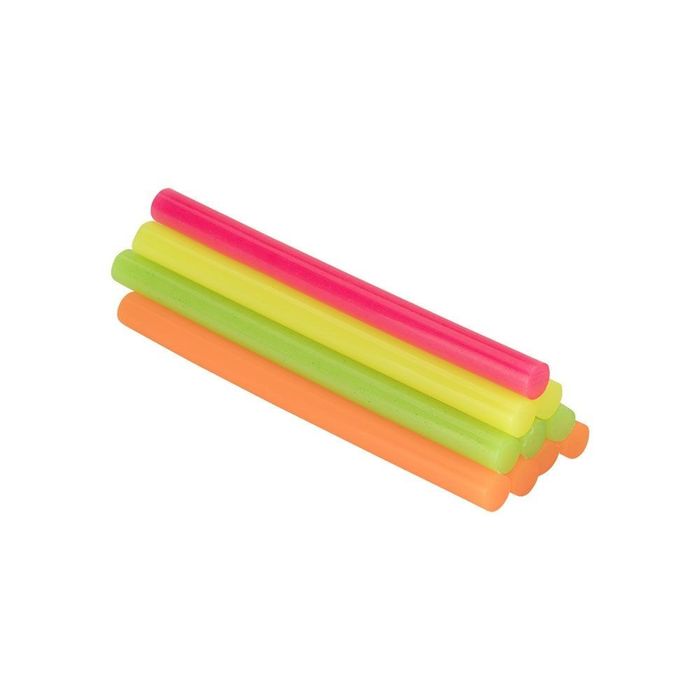 Bastão de cola quente para decoração em diversas cores fluor. ø8 x 120 mm. blister 20 unidades
