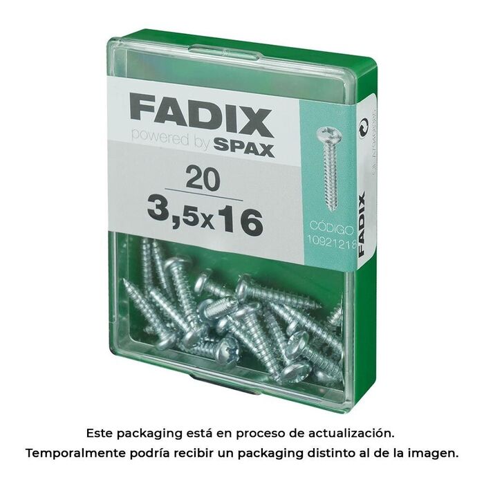 Caixa m 20 unid. parafuso rosca chapa cr zinco 3,5x16mm fadix