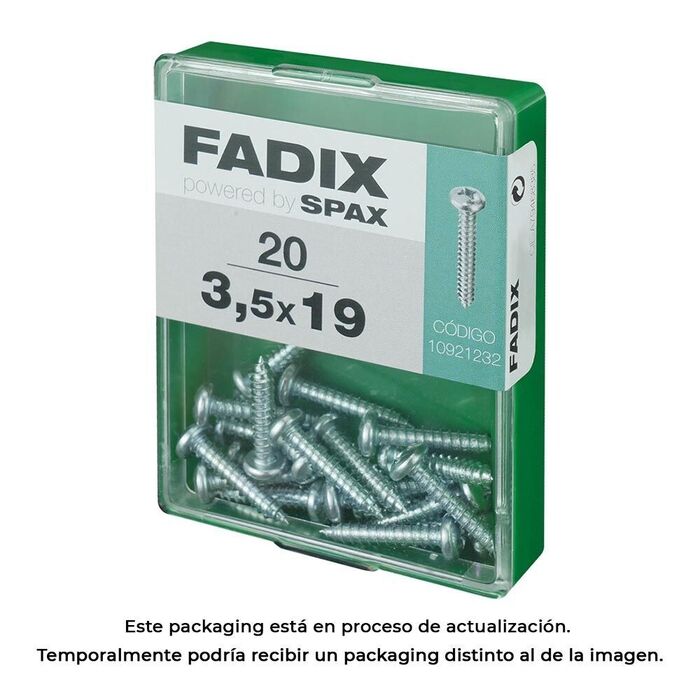Caixa m 20 unid. parafuso rosca chapa cr zinco 3,5x19mm fadix