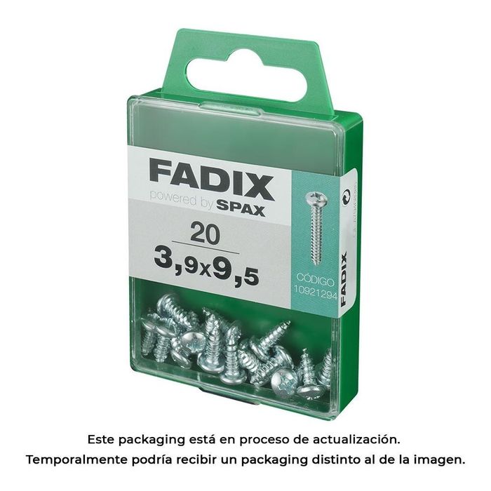 Caixa m 20 unid. parafuso rosca chapa cr zinco 3,9x9,5mm fadix
