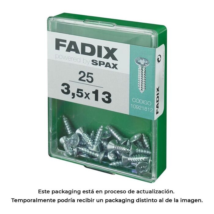Caixa m 25 unid. parafuso rosca chapa cr zinco 3,5x13mm fadix