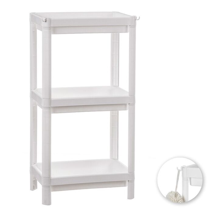 Estante de plástico com 3 prateleiras brancas 35,5x23x75 cm balette