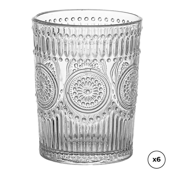Copo de vidro com relevo 300 ml, 6 uds