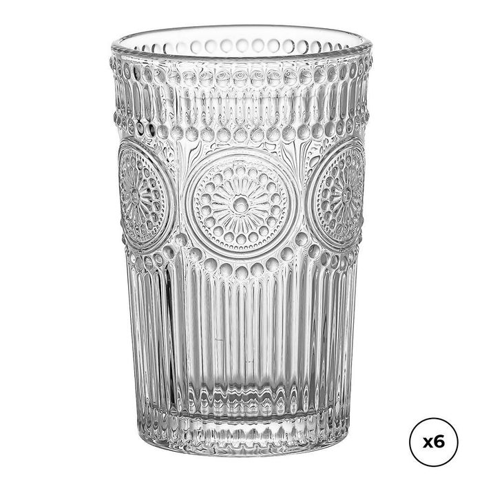 Copo de cristal com relevo 330 ml, 6 uds