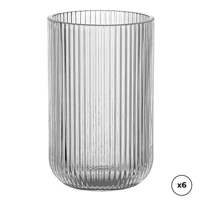 Copo de vidro com riscas em relevo 430 ml, 6 uds