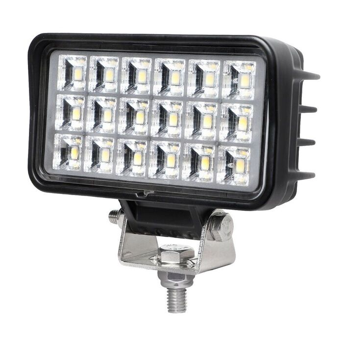 Foco de trabalho retangular com 18 leds, 1500 im, 9-32v, ip67