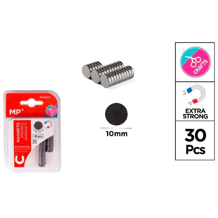 Ímãs de fixação ø10 mm, 30 un, blister