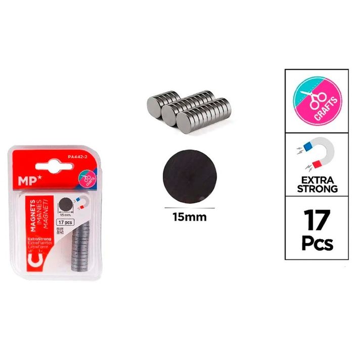 Ímãs de fixação ø15 mm, 17 un, blister