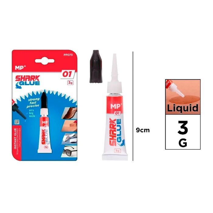 Cola instantânea de cianoacrilato shark glue 01, 3 g, blister