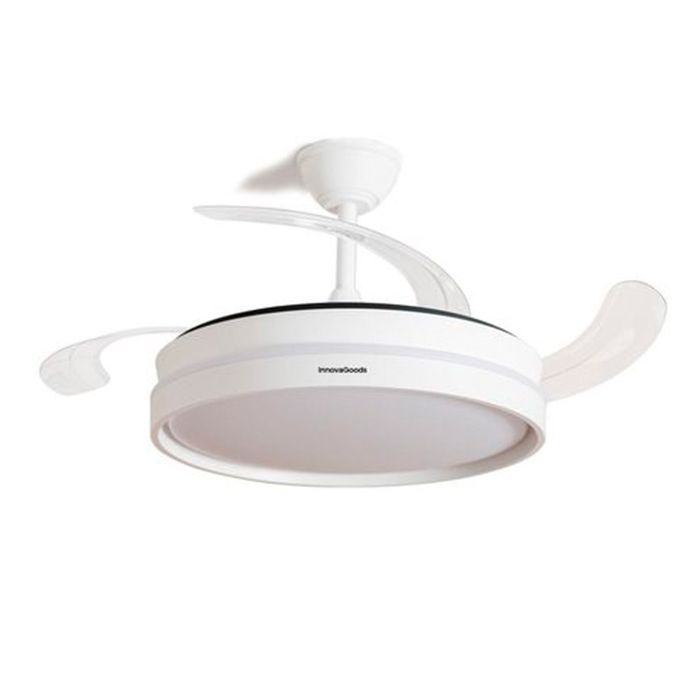Ventilador de teto com pás retráteis e luz led, 72 w, 6 velocidades, branco, ø104 cm