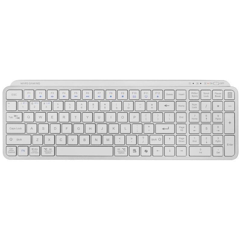 Teclado Compacto Inalámbrico Mars Gaming MK-SILENKEYS/ Blanco
