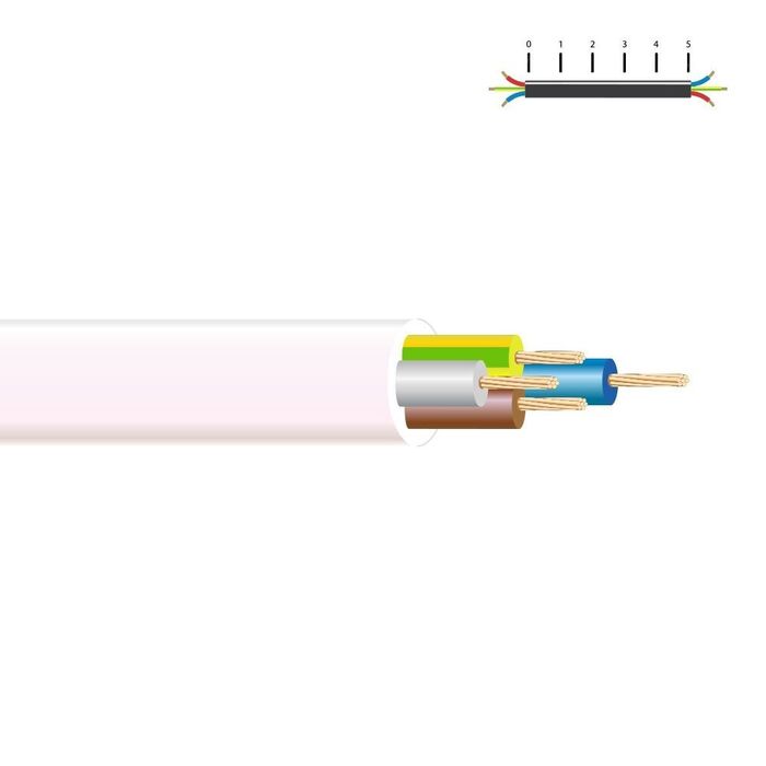 Cabo elétrico h05vv f 4 g 1 50 mm² branco euro/m