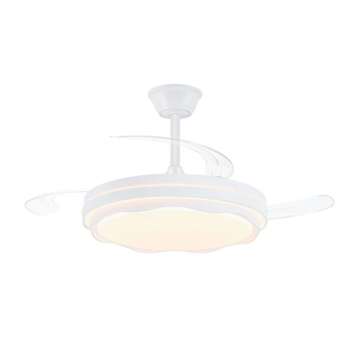 Ventilador de teto led cct, 3 pás retráteis 60 w, 6600 lm, branco, pás ø106 cm, plafon ø15 cm, altura 30,5 - 40,5 cm