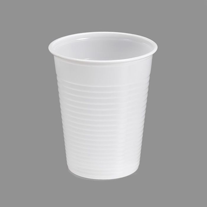 Copos de plástico branco, 200cc, 25 uds