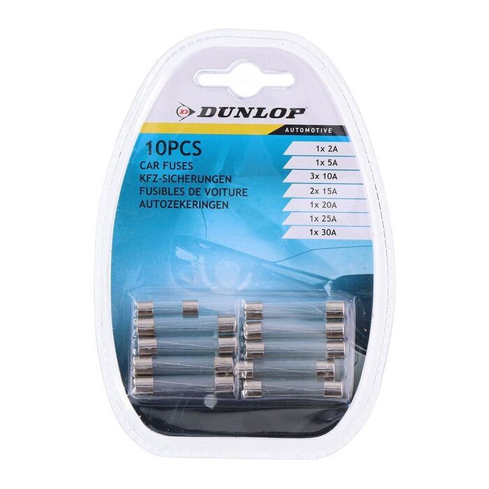 Set de 10 fusíveis variados de vidro para carro dunlop cores / modelos diversos