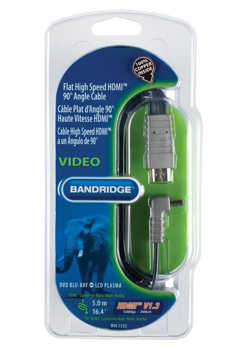 BANDRIDGE - Cabo HDMI 5m flat ficha 90º BVL1335