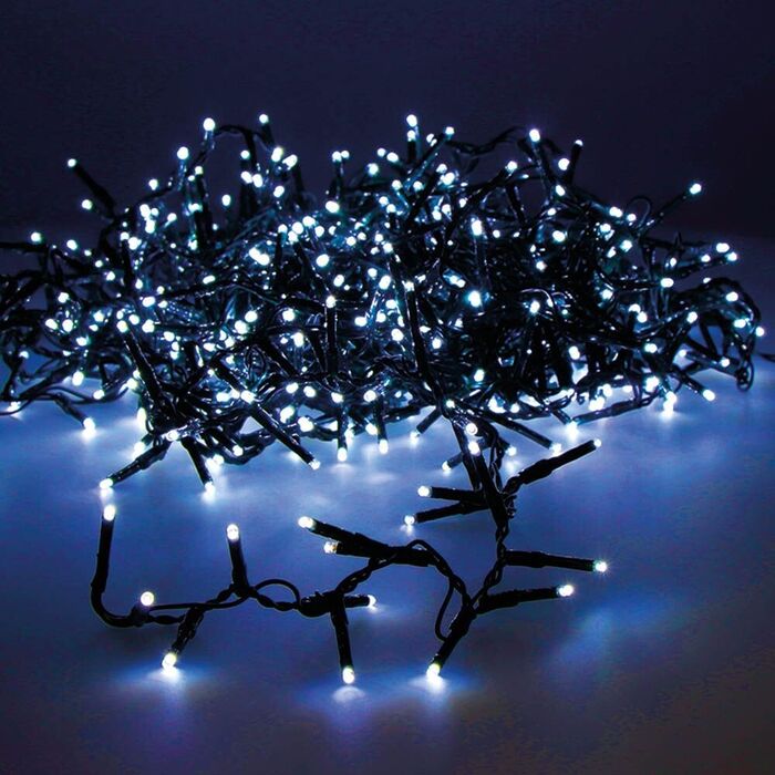 Grinalda led compact intermitente azul 500 leds ip44 cabo verde 16m