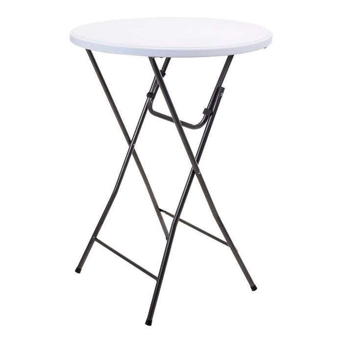 Mesa de jardim redonda polietileno dobrável branco ø80 x 110 cm