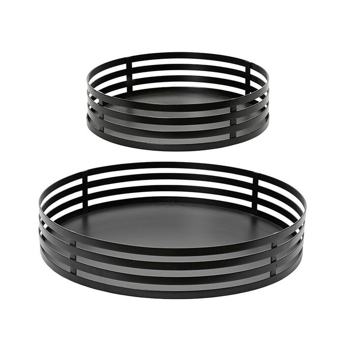 Conjunto de bandejas de ferro preto ø38 e ø28 cm, 2 peças