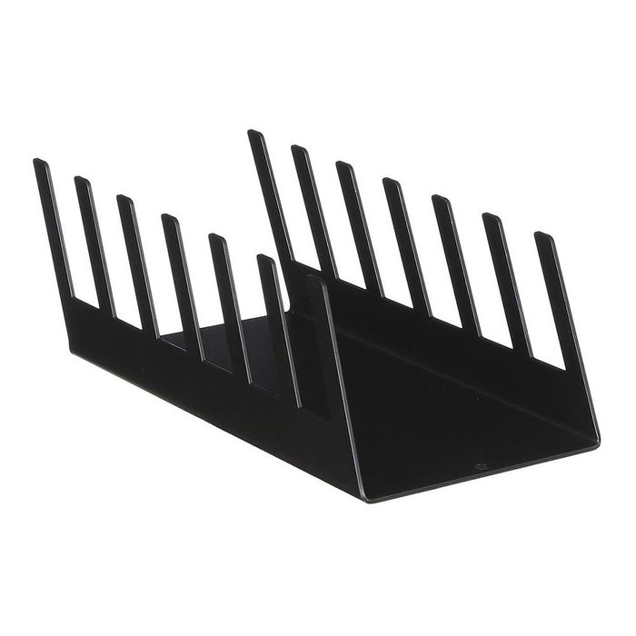 Porta-pratos de metal preto 22 x 7,5 x 10 cm