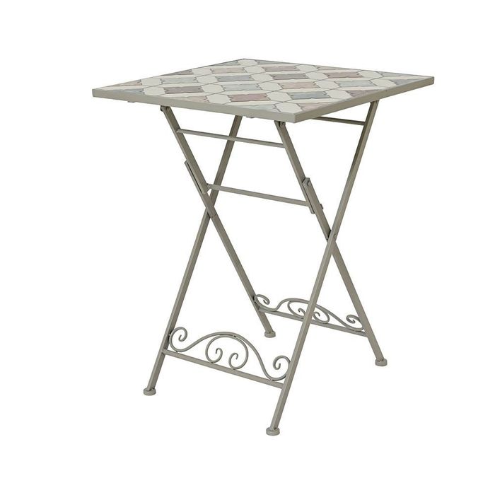 Mesa bistrô dobrável em metal/mosaico marrakech para uso externo, 58 x 58 x 76 cm