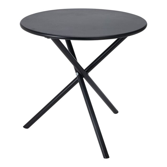 Mesa dobrável de aço preta ø48 x 48 cm