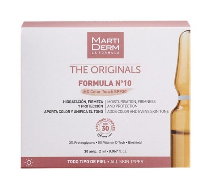 MartiDerm Fórmula Nº10 HD Color Touch SPF 30 – Ampolas com Cor (30 unidades)