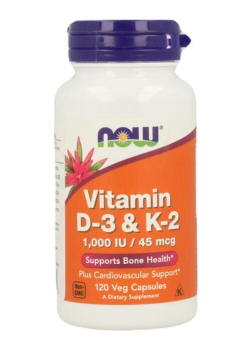 Now – Vitamina D3 & K2 (1000 IU / 45 mcg)