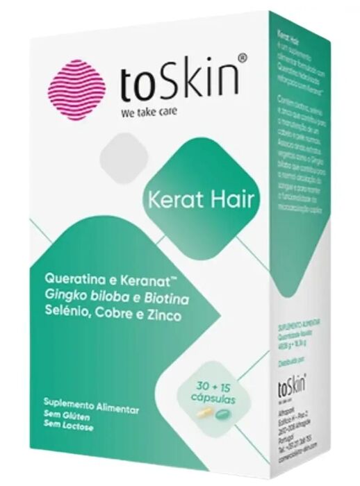toSkin® Kerat Hair – Queratina, Keranat™, Ginkgo Biloba, Biotina, Selénio, Cobre e Zinco