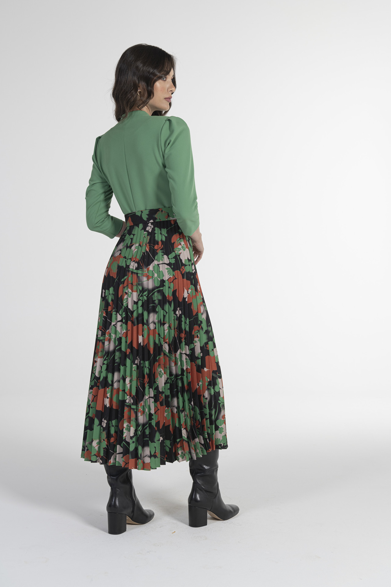 VESTIDO PLISSADO COM ESTAMPADO