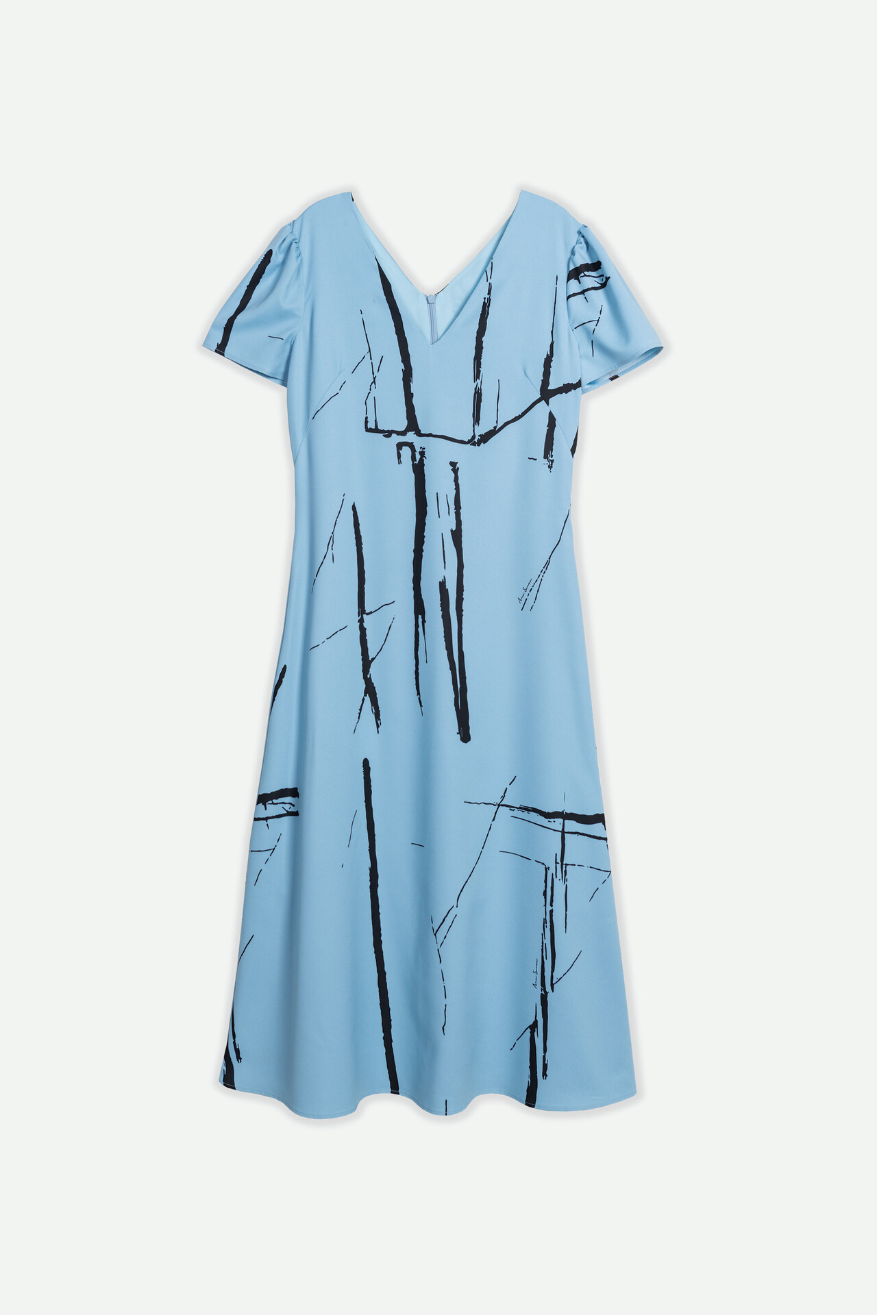 TWO-TONE PRINTED MIDI DRESS