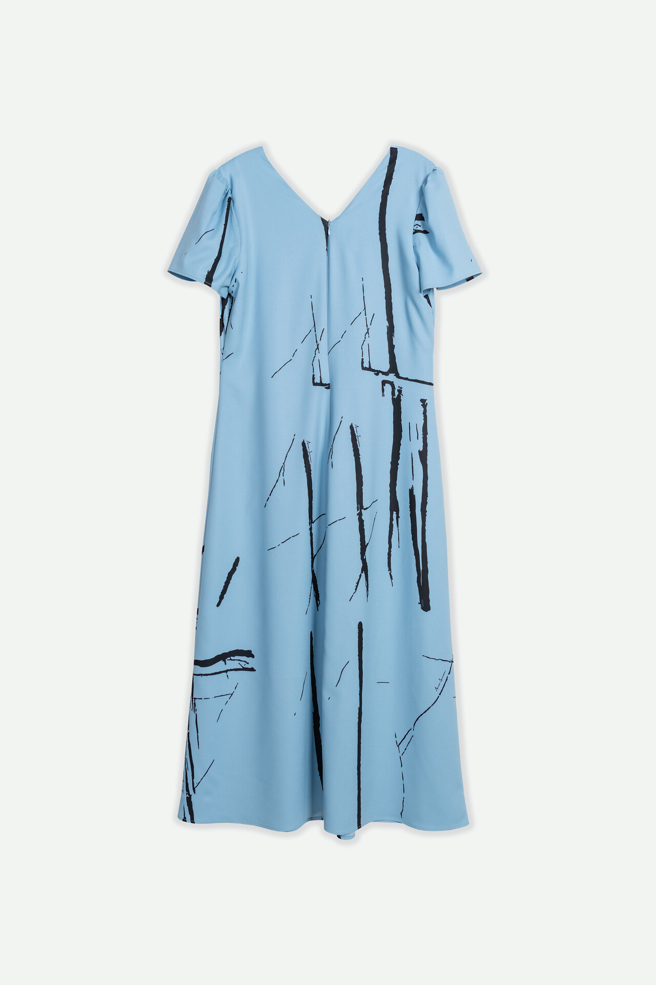 TWO-TONE PRINTED MIDI DRESS