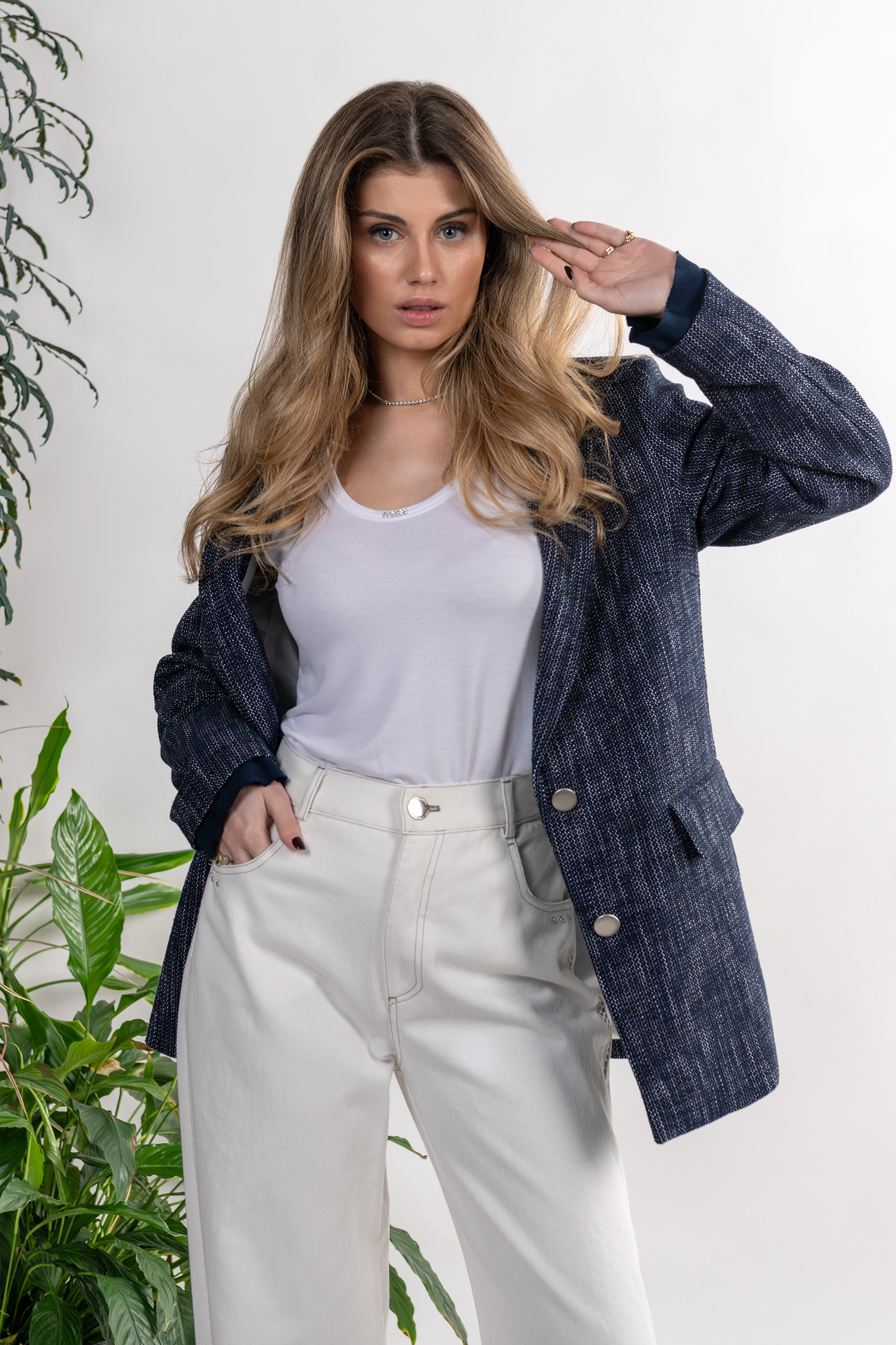 STRAIGHT BLAZER IN NOVELTY FABRIC