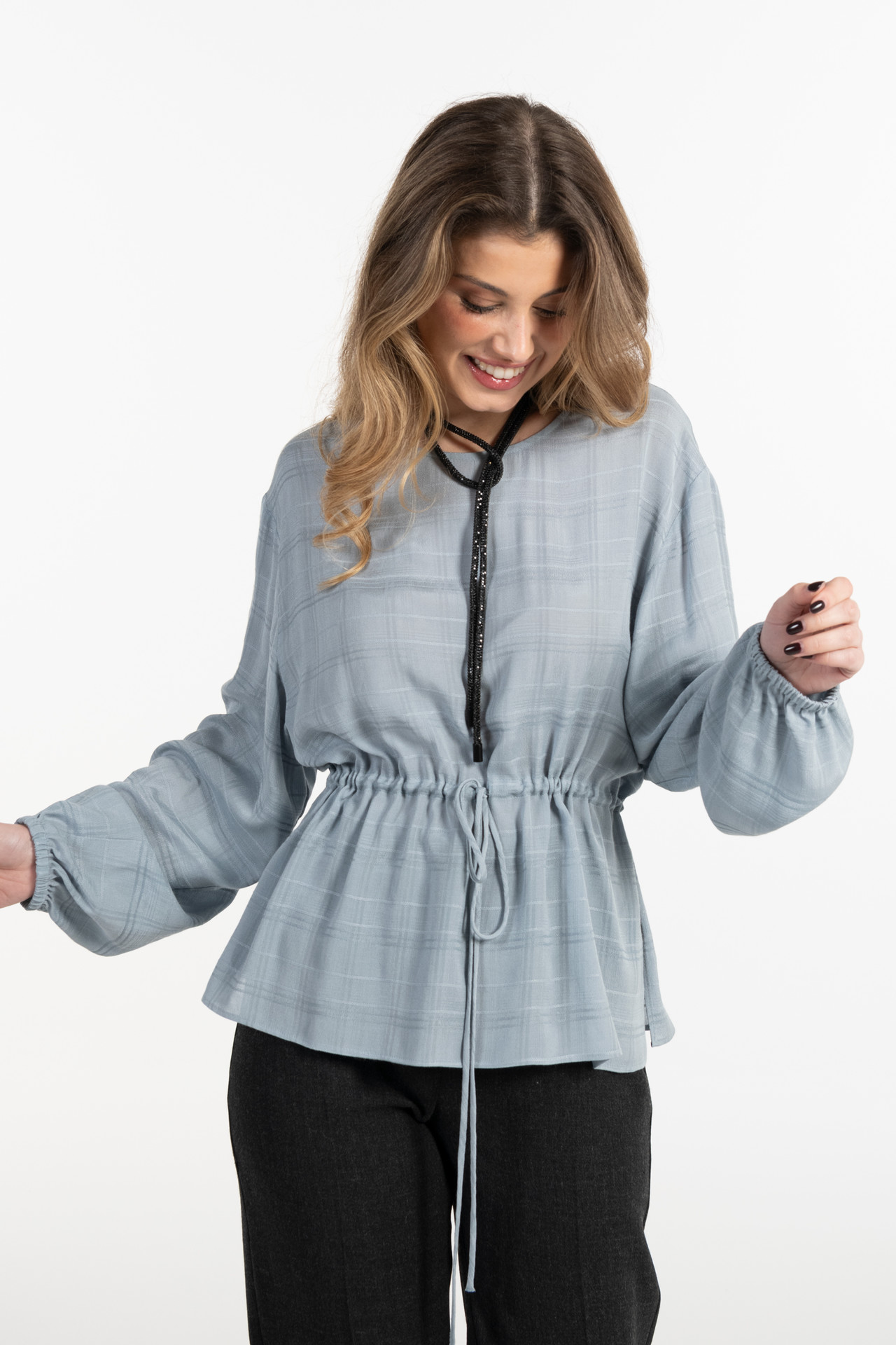 TÚNICA FLUIDA JACQUARD XADREZ