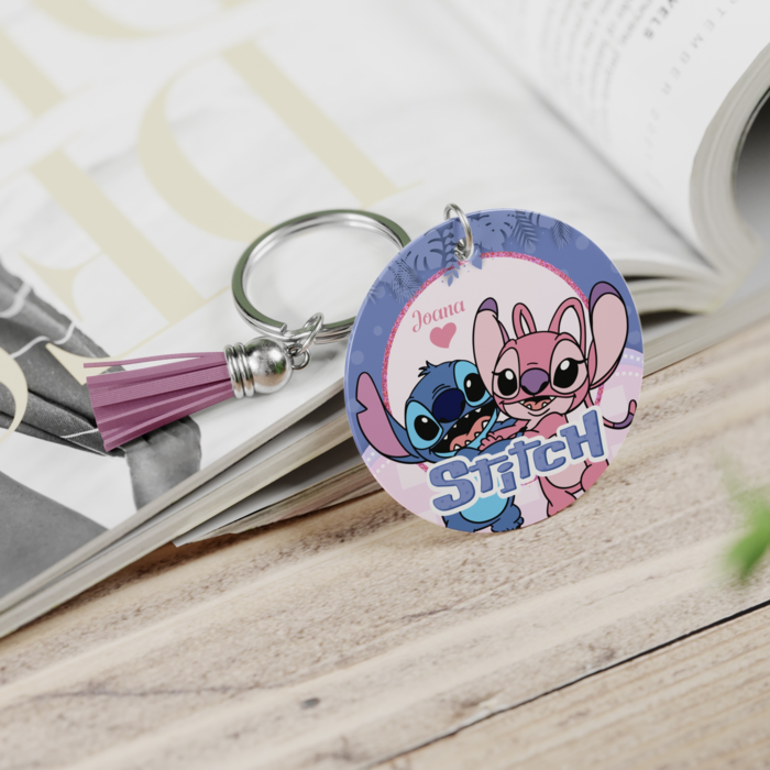 Porta-Chaves Stitch Personalizado com Nome e Tassel
