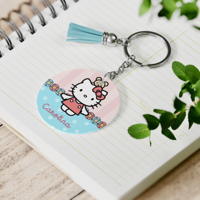 Porta-Chaves Hello Kitty Personalizado com Nome e Tassel
