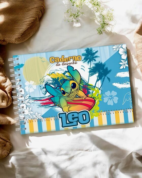 Caderno  de Desenho Stitch Personalizado com Nome