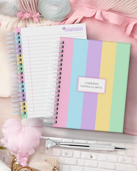 Caderno Candy personalizado com nome