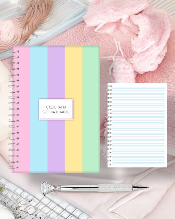 Caderno de Caligrafia Candy personalizado com nome
